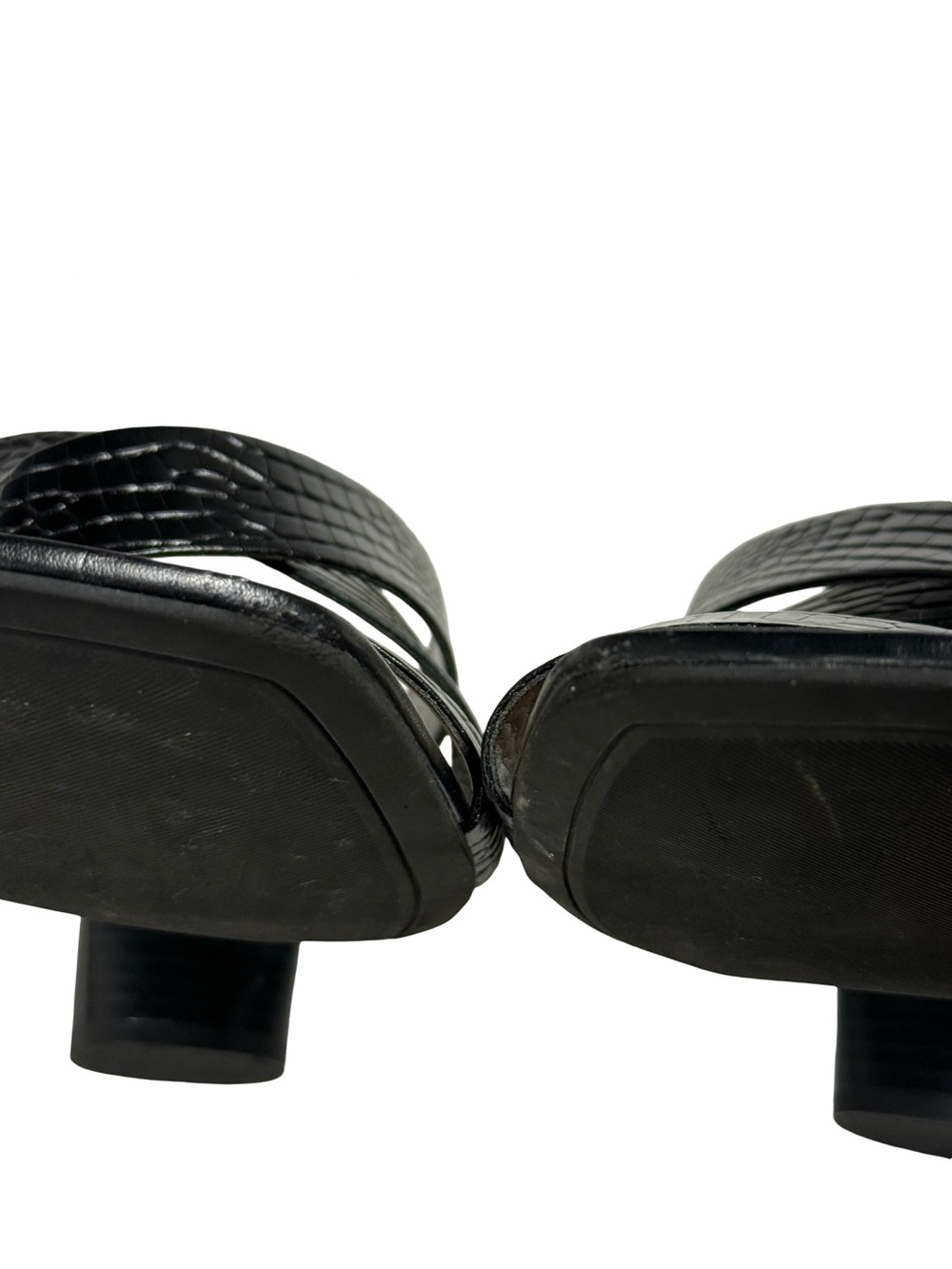 Vionic Merlot Black Croc Embossed Leather Block Heel Comfort Sandals Womens 10 - Picture 13 of 13